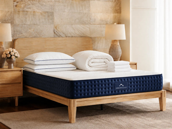 DreamCloud Luxury Hybrid Bamboo Bedroom Bundle